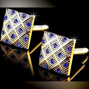 Blue and gold cufflinks